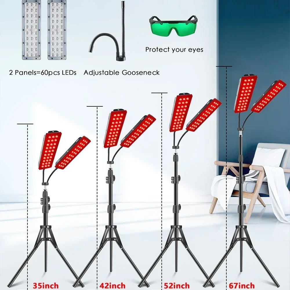 Astarexin Double Heads LED Red Light Lamp Infrared Light 850nm Near Infrared Light Device Full Muscle Body Pain Relief Skin Care