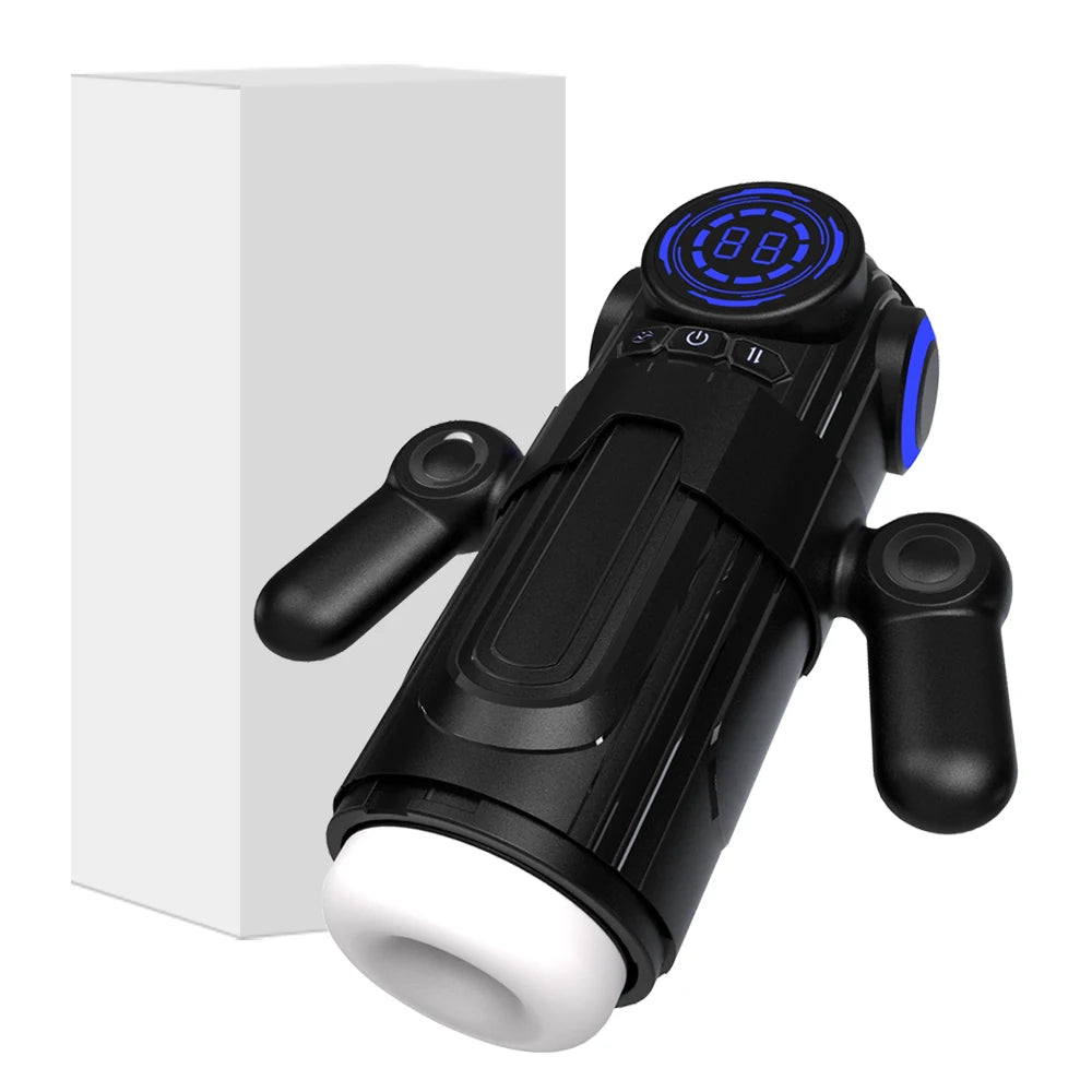 3 IN 1 Automatic Sucking Male Masturbation Cup with Handle Double layer telescopic Male Stroker Pocket Pussy Adult Toys for Men