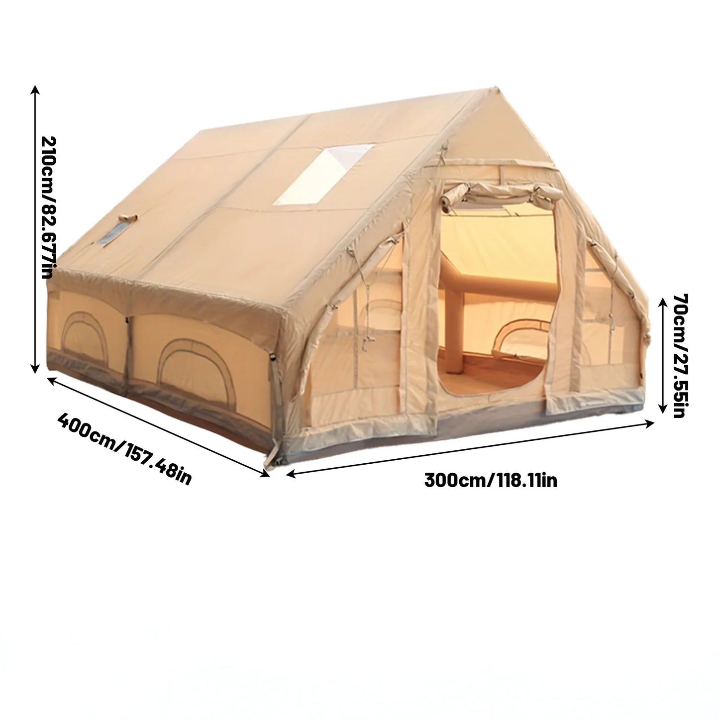 PAKICETUS Large Inflatable Camping Tent with Skylight, Quick Air-Flow & Breathable Mesh Design, Summer Glamping Hot Tents for Ca