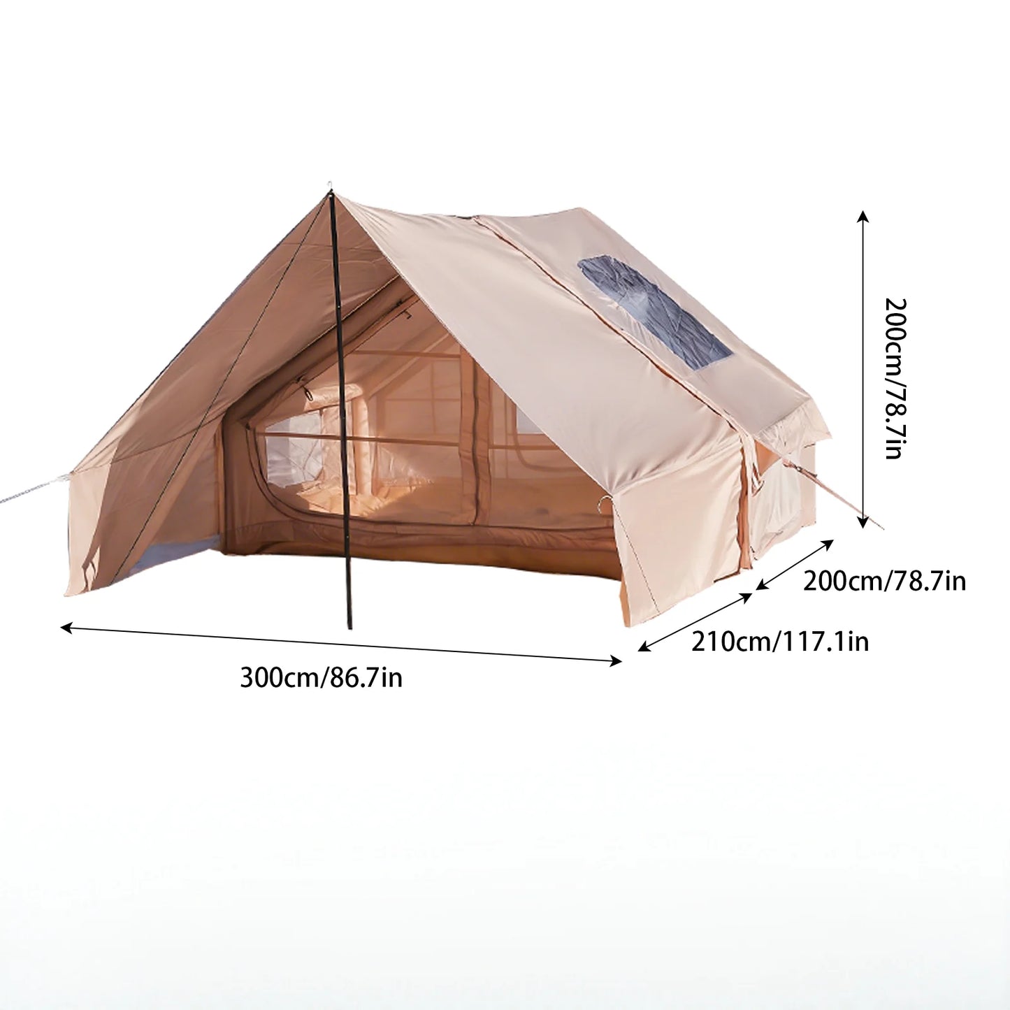 PAKICETUS Large Inflatable Camping Tent with Skylight, Quick Air-Flow & Breathable Mesh Design, Summer Glamping Hot Tents for Ca