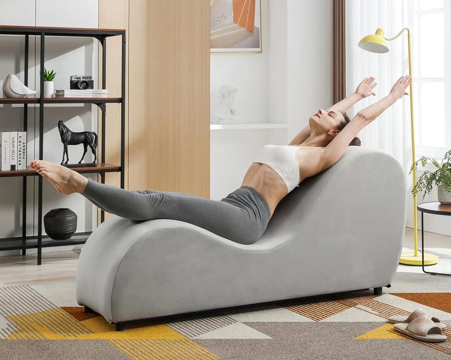 60'' Yoga Chairs, Curved Chaise Lounge Chair for Adults Stretching Exercising Relaxing, Ergonomically Designed Yoga, Customized