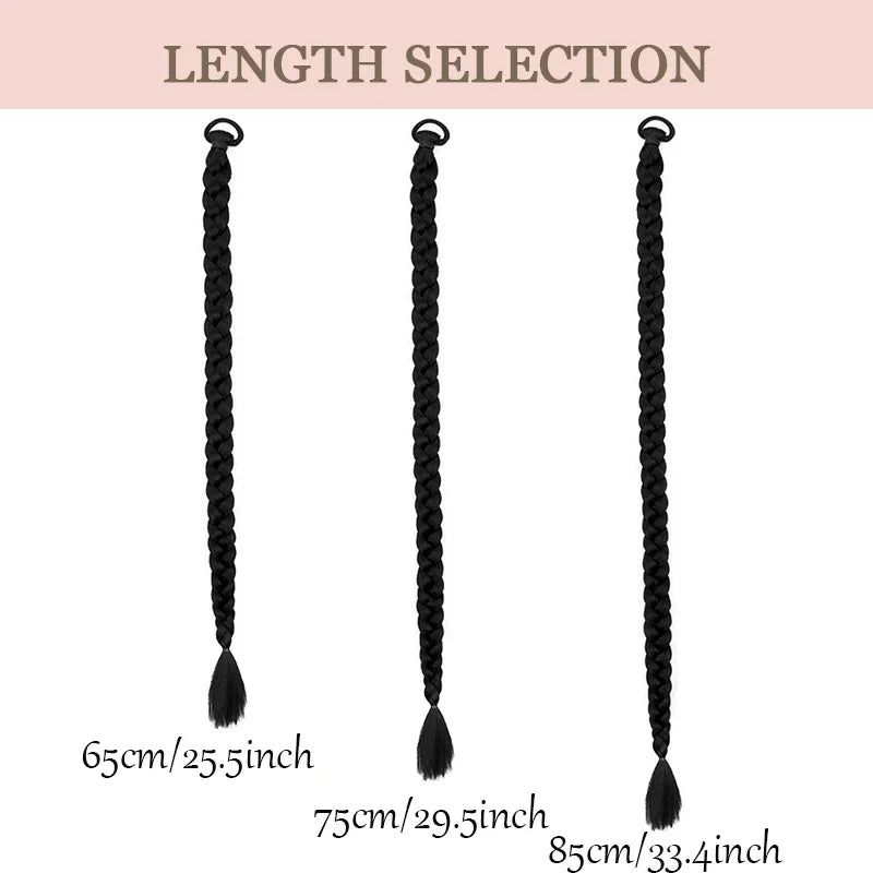 Long Braided Ponytail Synthetic Hair Extension,High Elasticity Hair Tie Design,Multiple Length Options,Ponytail  Accessories