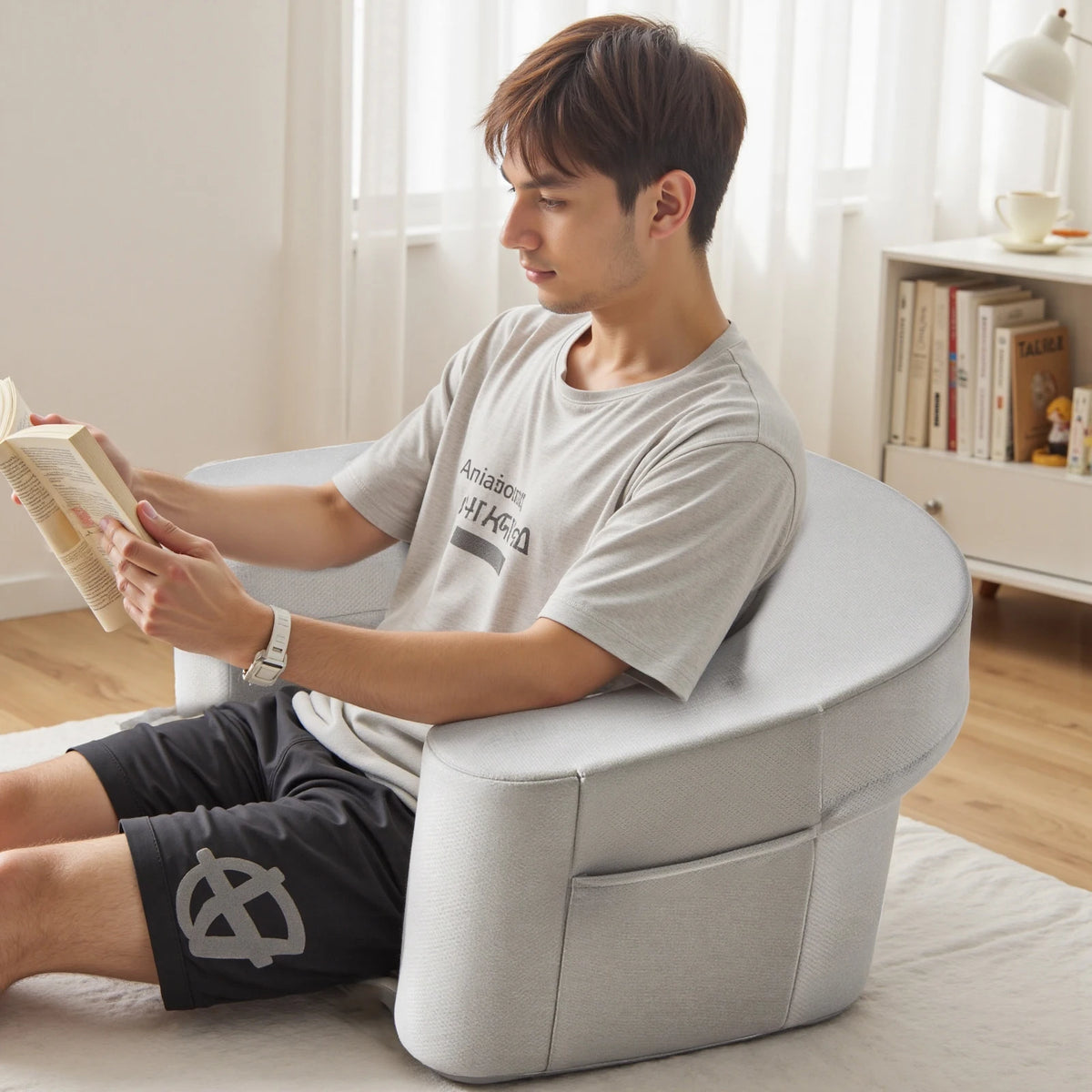JHK Curved Reading Pillow With Memory Foam And Washable Cover