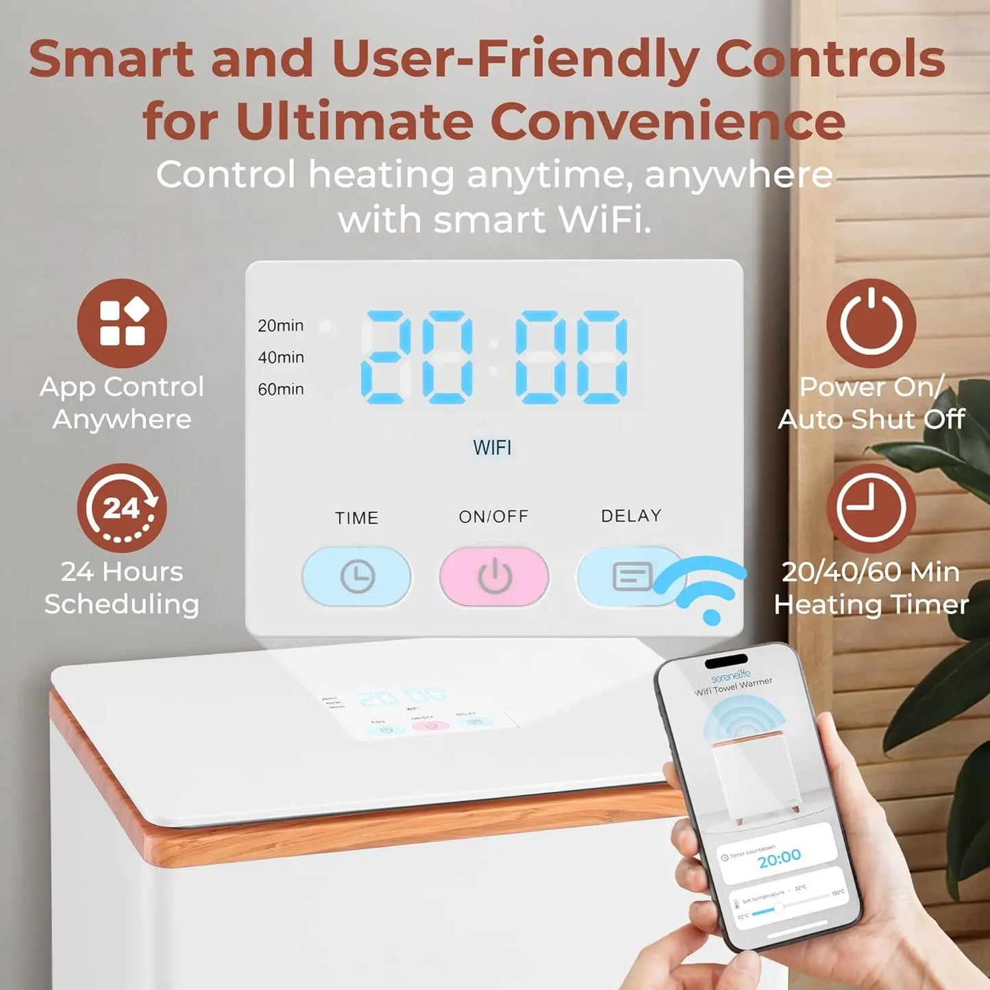 WiFi Luxury Towel Warmer with Auto Shut-Off, Fits Large Towels and Blankets - Perfect Gift for Home Spa