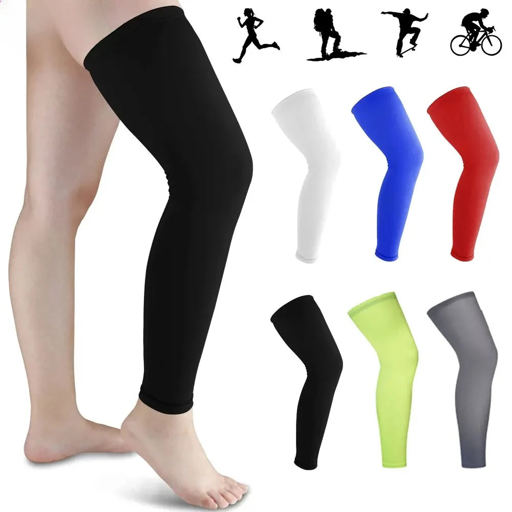 1PC Full Leg Compression Sleeve, Sport Long Knee Sleeve with Anti-slip Silicone Strips for Men Women Running Basketball Football