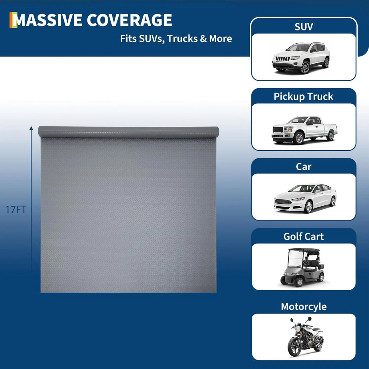 7.5x17FT Industrial Garage Flooring Roll 2.8mm PVC Floor Mat Diamond Tread Under Car Protector Workshop Gym Waterproof Liner