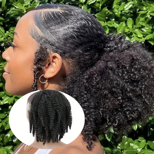 14 Inch Synthetic Afro Kinky Curly Drawstring Ponytail Short Marley Hair Drawstring Ponytail Afro Puff Bun Ponytail Braiding Hair Pony Tail With Clips Synthetic Hair Extension For Women