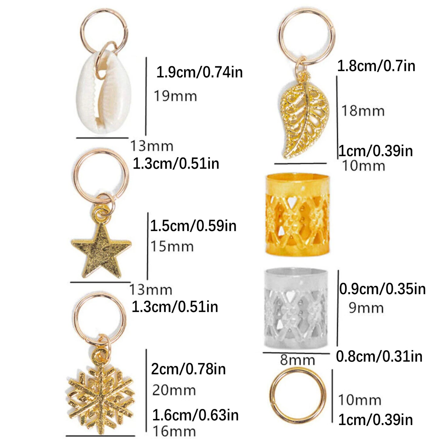 80Pcs/Set Mix Lot Dreadlocks Jewelry Braid Ring Cuffs Beads Hair Clips Pendants DIY Hairstyle Hair Protecting Kit