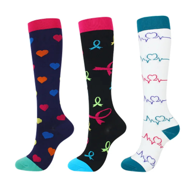 3/6/7 Pairs/Pack Compression Socks Women Men Knee High 30 MmHg Running Sports Socks Edema Diabetes Varicose Veins Socks Dropship