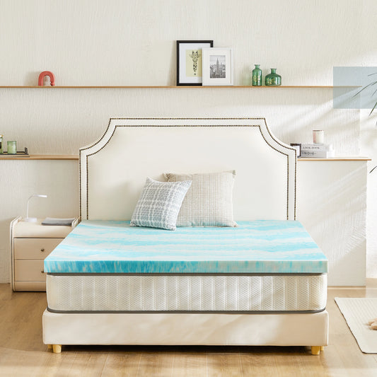 JHK 2-4 Inch Memory Foam Soft Mattress Topper Thick Gel Cooling Mattress Soft and Breathable Bed Topper Bedroom Furniture