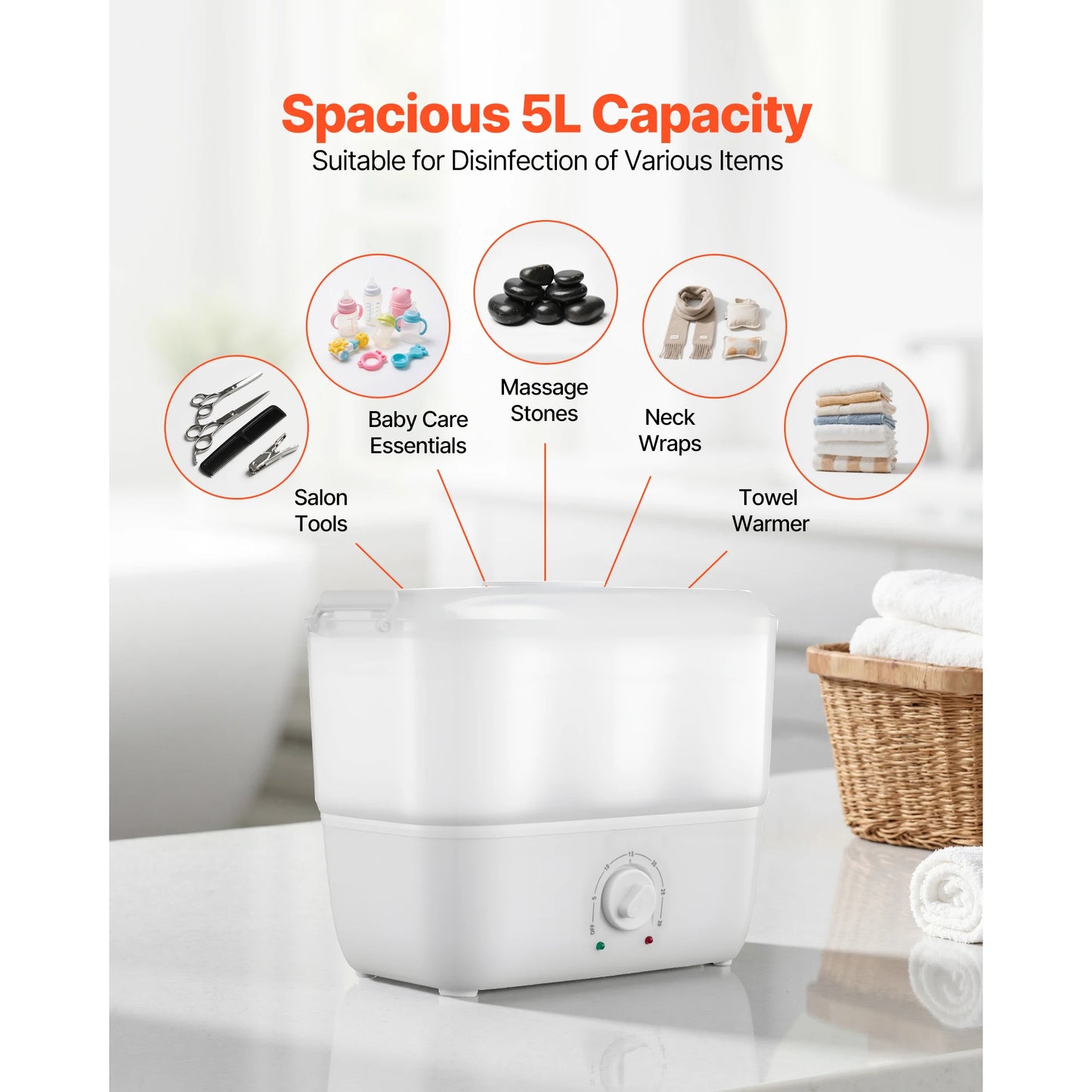 SucceBuy 1.1/5/10 gal Hot Towel Warmer with Clip Portable Facial Warmer Quickly Heats Up in 5 Minutes for Spa Barber Manicures