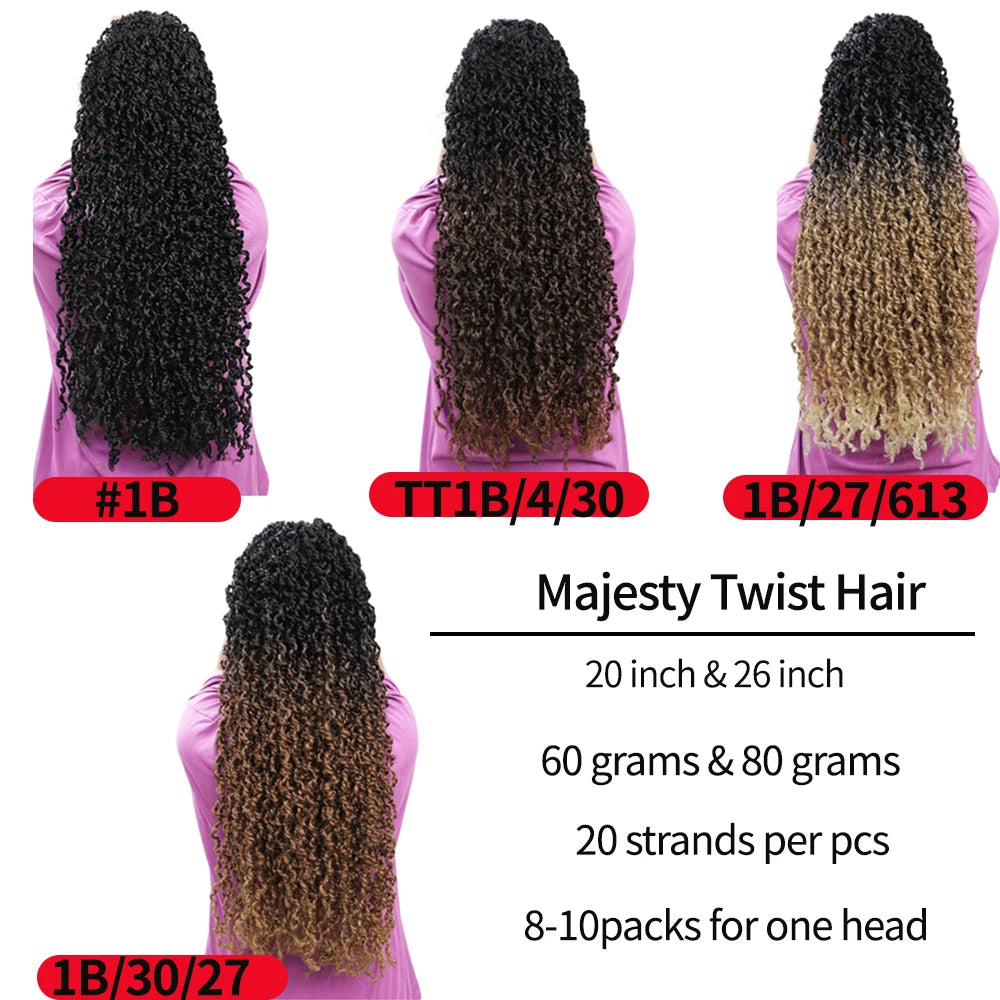 Majesty Twist Hair Curly Passion Twist Crochet Hair 26'' Long Synthetic Braiding Hair Extension Pre-Looped Senegalese Twist