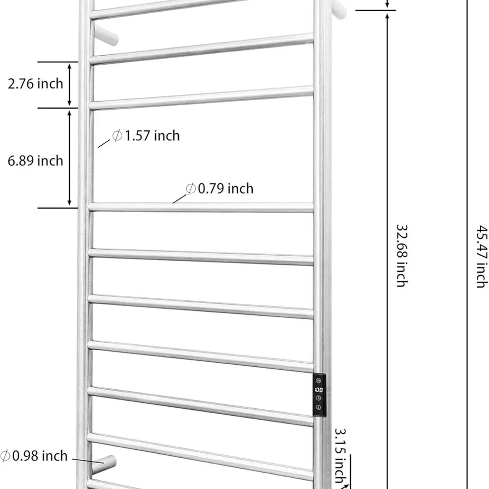 Smart WiFi Towel Warmer Wall Mounted with Built-in Timer and Temperature Adjust Control, 12 Bars Electric Stainless Steel Heated