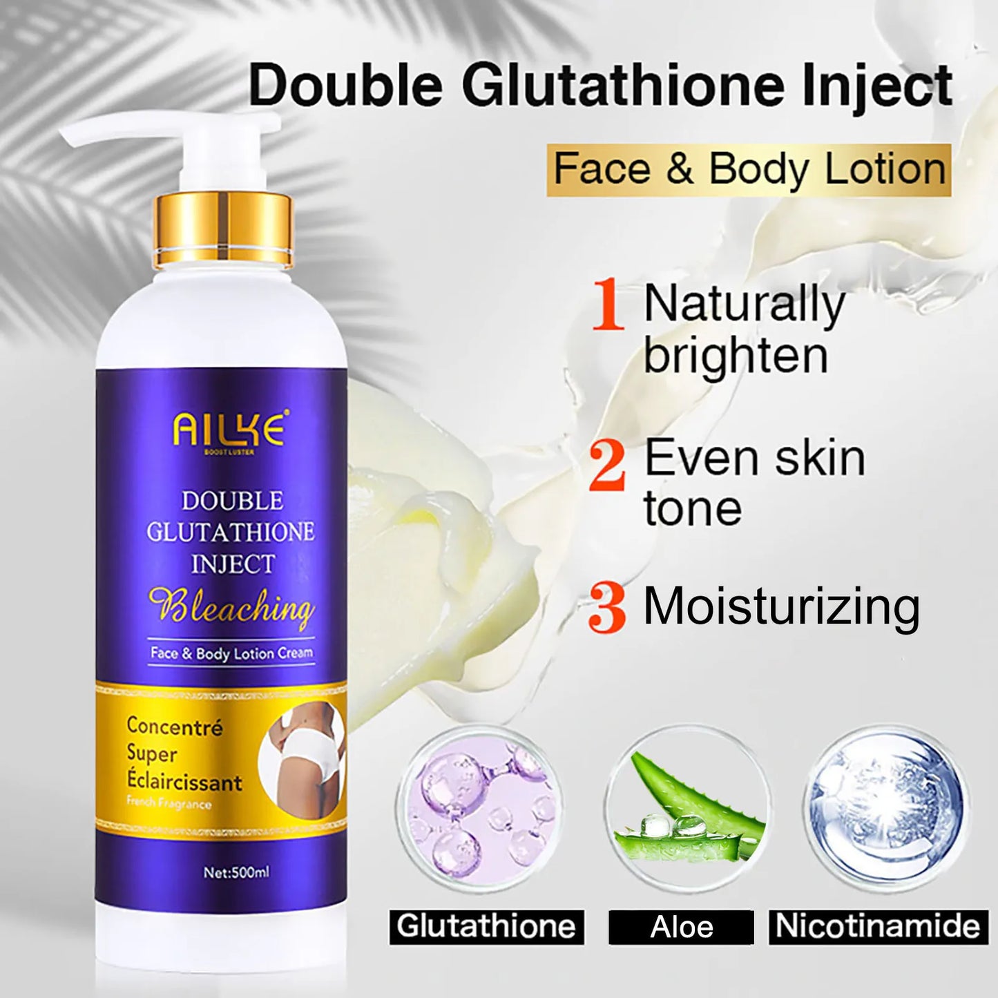 AILKE Glutathione 5-in-1 Women Skin Care Kit, With Body Lotion, Serum, Dark Spot Removal Cream, Body Cream, Brightening Soap