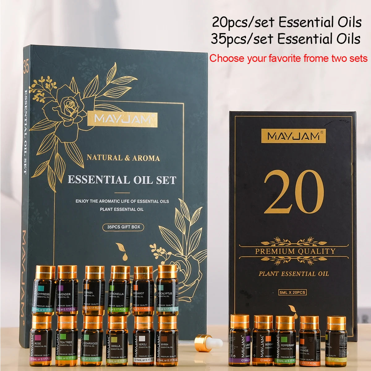 MAYJAM Essential Oils Kit 20PCS 35PCS Lavender Jasmine Eucalyptus Vanilla Sandalwood Rose Bergamot Patchouli Citronella Aroma