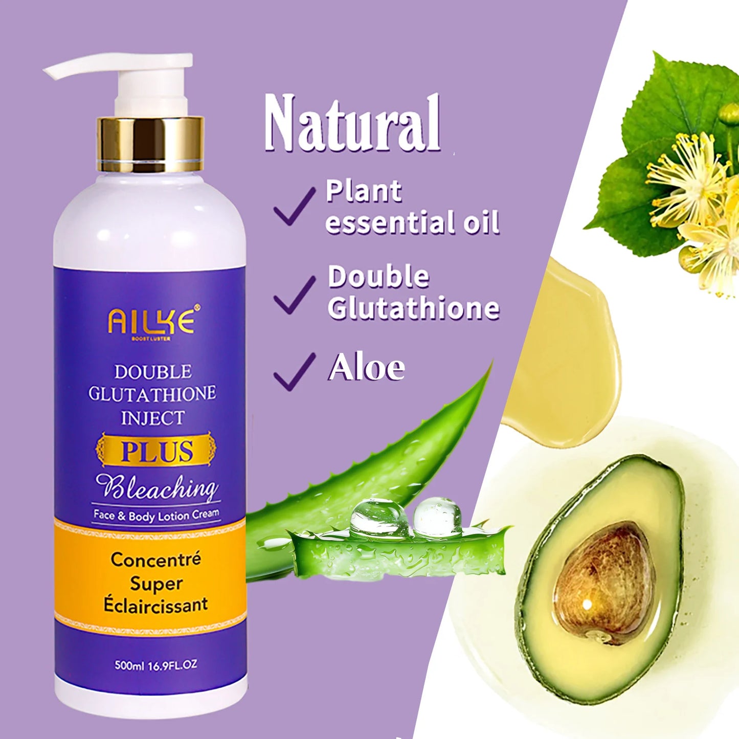 AILKE Whitening Lotion and Serum, Reduce Black Spots, Sun Spots, Melasma, Hyperpigmentation, Lighten Skin With Glutathione