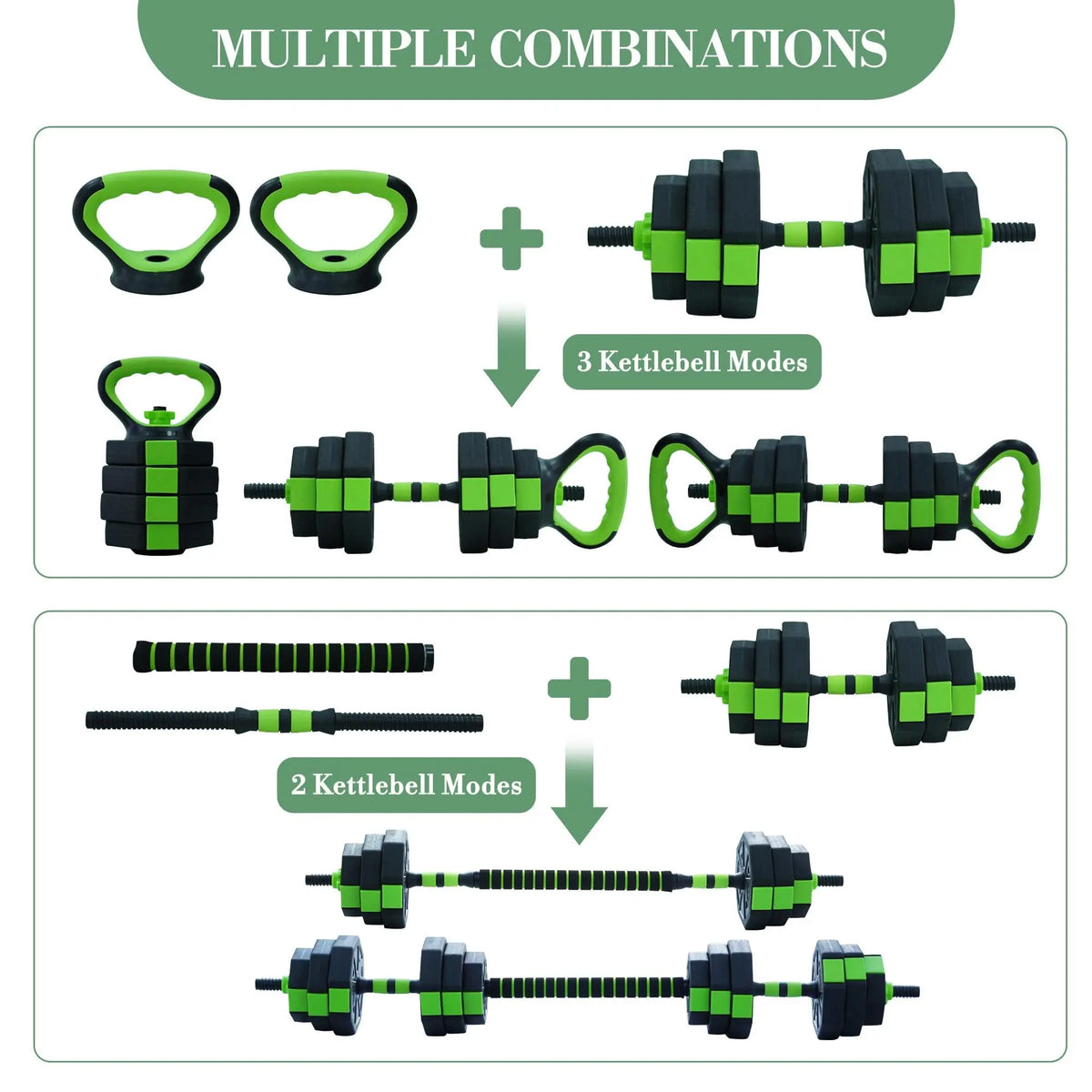 Adjustable Dumbbell Set With Kettlebell Barbell And Push Up Stand