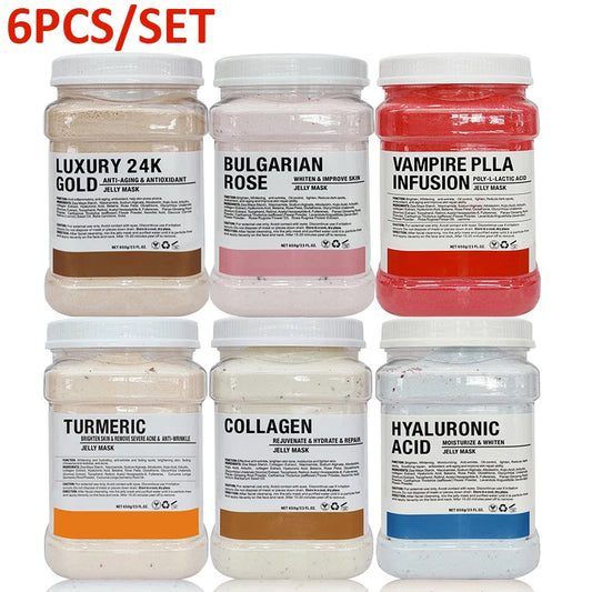 6PCS Jelly Mask Powder Wholesale 650G Professional  Masks Beauty Salon Use Facial Skin Care Products