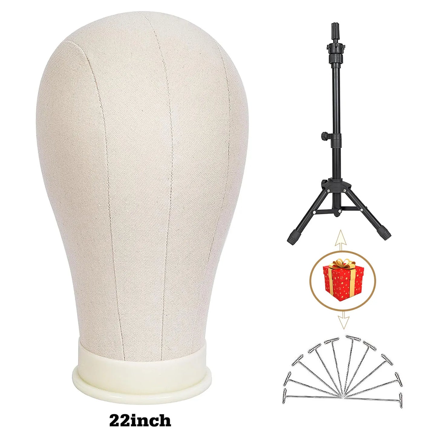 21inch 23inch Wig Head Mannequin Head with Wig Stand ,Manikin Canvas Head for Wigs Making Display with pins'\p[;