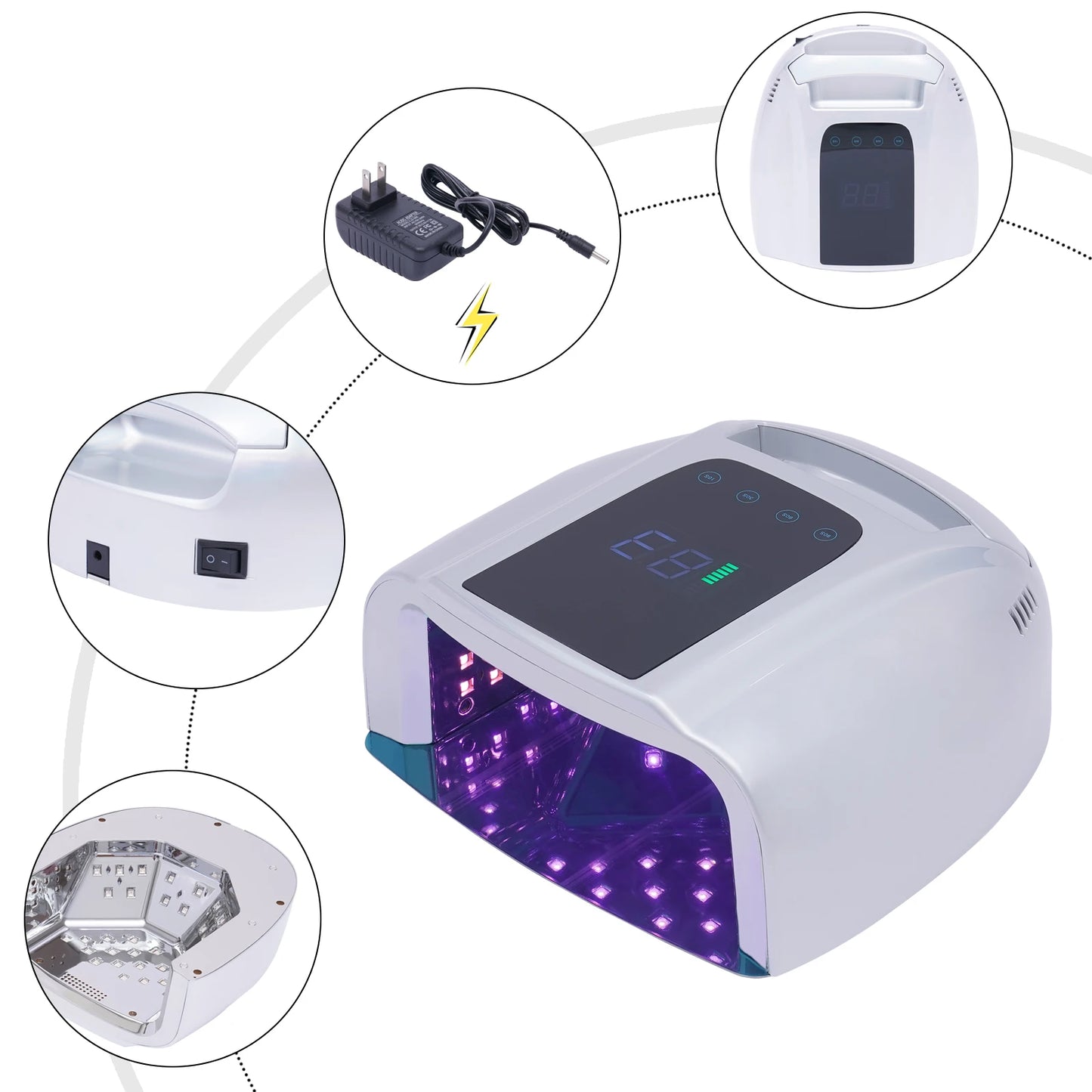 Bymaocar 96W UV LED Nail Dryer 42 Bead Portable Lamp