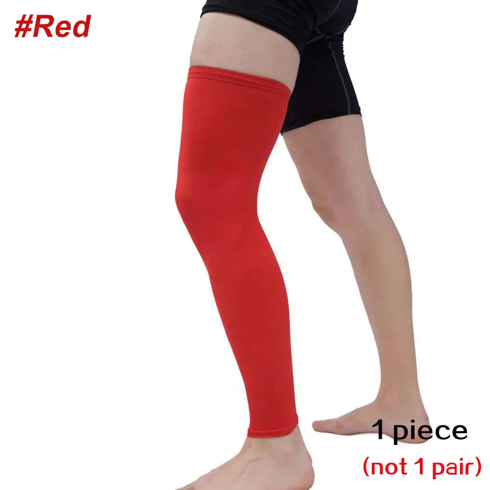 1PC Full Leg Compression Sleeve, Sport Long Knee Sleeve with Anti-slip Silicone Strips for Men Women Running Basketball Football