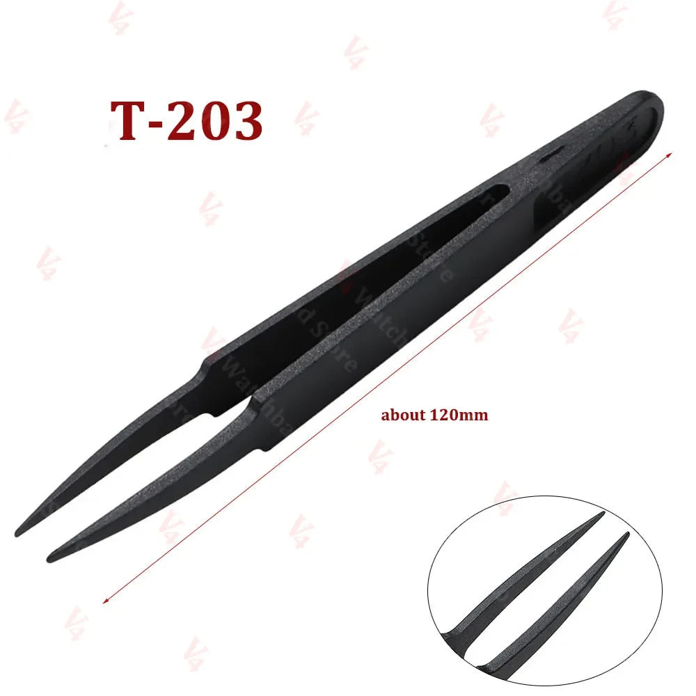Watch Accessories Carbon Fiber Tweezers Watch Repair Tools Black Anti-static Plastic Tweezer Watch Trimmer Tools for Watchmaker