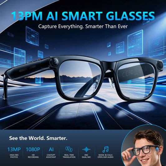 GICHAT AI Smart Glasses With Camera Translation And Bluetooth Audio