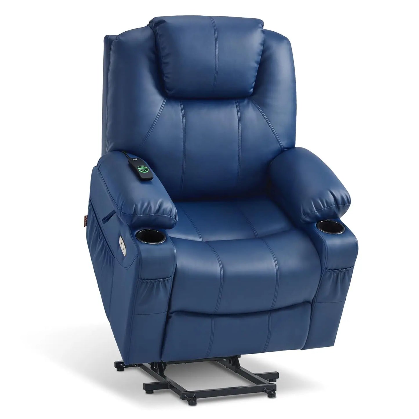 Electric Power Lift Recliner Massage Heat 3 Positions 2 Pockets Cup Holder USB Faux Leather Medium, Custom