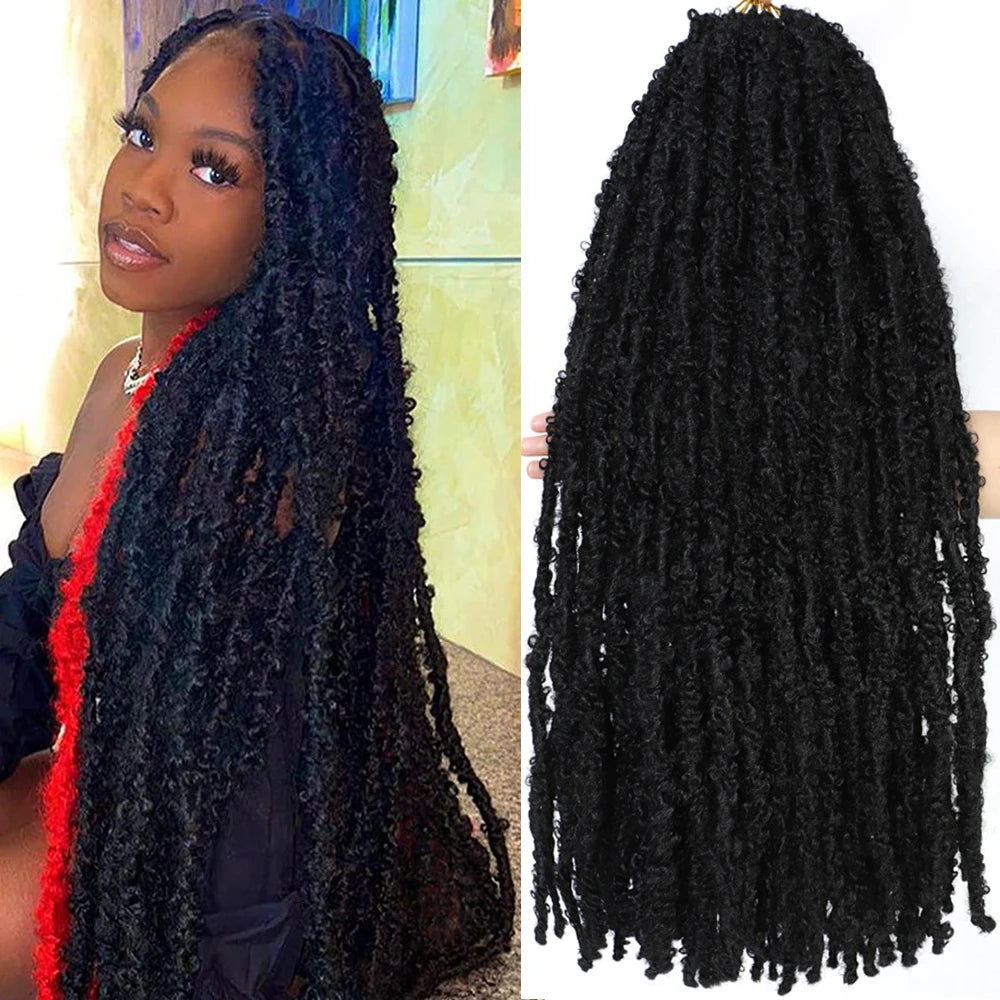 UPJO Butterfly Locs Crochet Hair Distressed Faux Locs Braiding Extensions