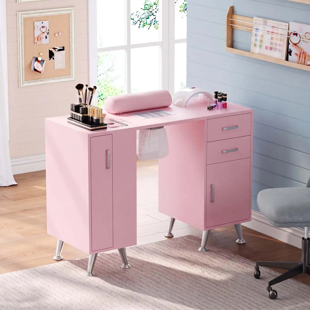 HiMISS Nail Technician Manicure Table With Dust Collector And Storage