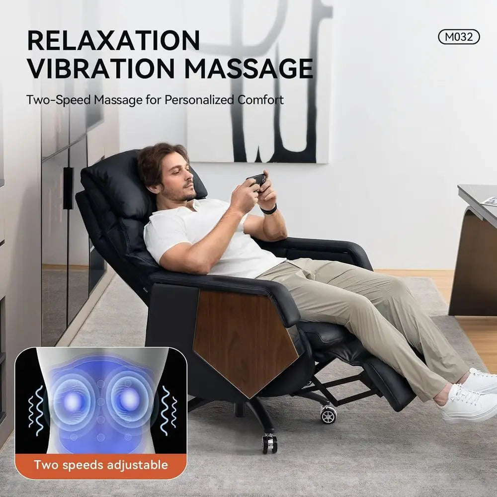 Luxury Leather Executive Chair with Footrest, Electric Recline, Massage, Adjustable Lumbar Support for Big and Tall,Customized