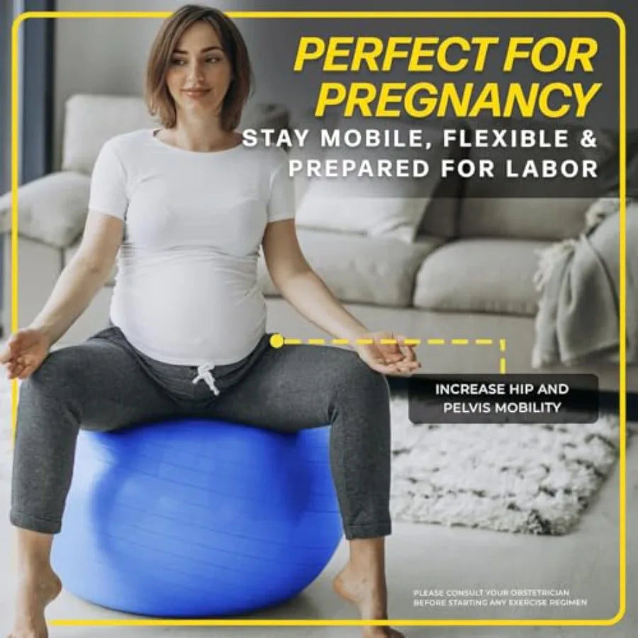 26 Inch Exercise Ball, Yoga Ball for Workout, Balance Stability, Fitness Ball for Office, Home, Gym, Balance Balls with Quick P