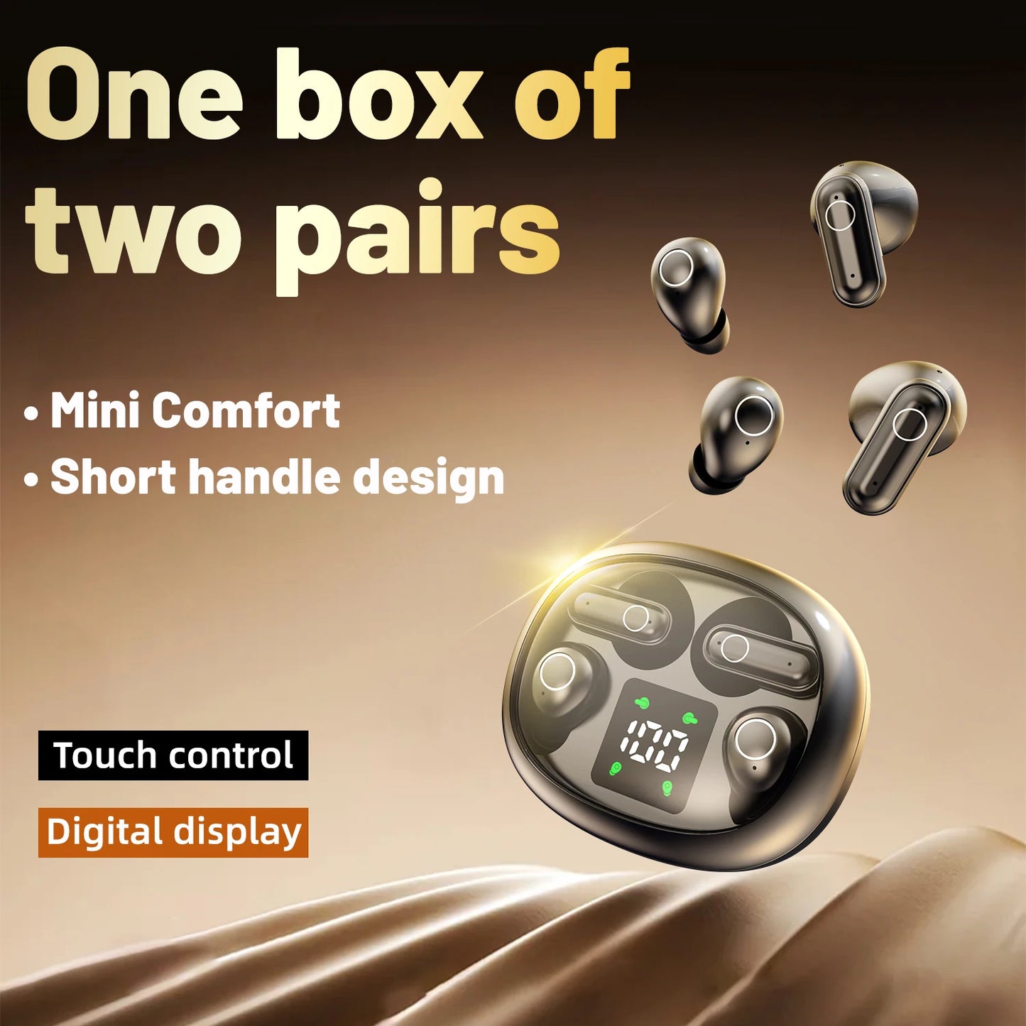 Mini Sleep Earbuds Sports Wireless Bluetooth Earphones HiFi Bass Stereo Dual Sound Quality Bluetooth Headphones Noise Reduction