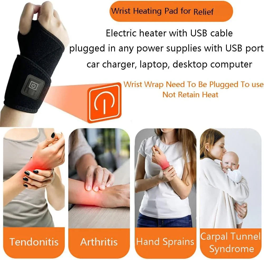 Wrist Heating Vibration Pad 3 Heat Level Heated Wrist Massager Hot Therapy for Carpal Tunnel Relief Tendonitis Wrist Support Pad
