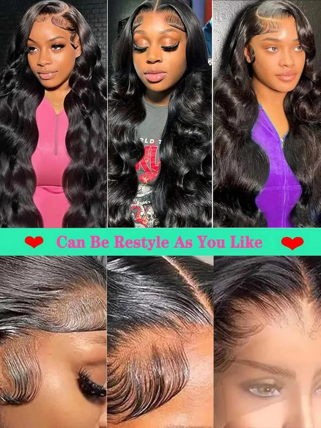 13x6 13x4 Body Wave Human Hair Front Wig 40 Inch HD Transparent Lace Frontal Wigs 200 Density Pre Plucked Lace Wigs For Women