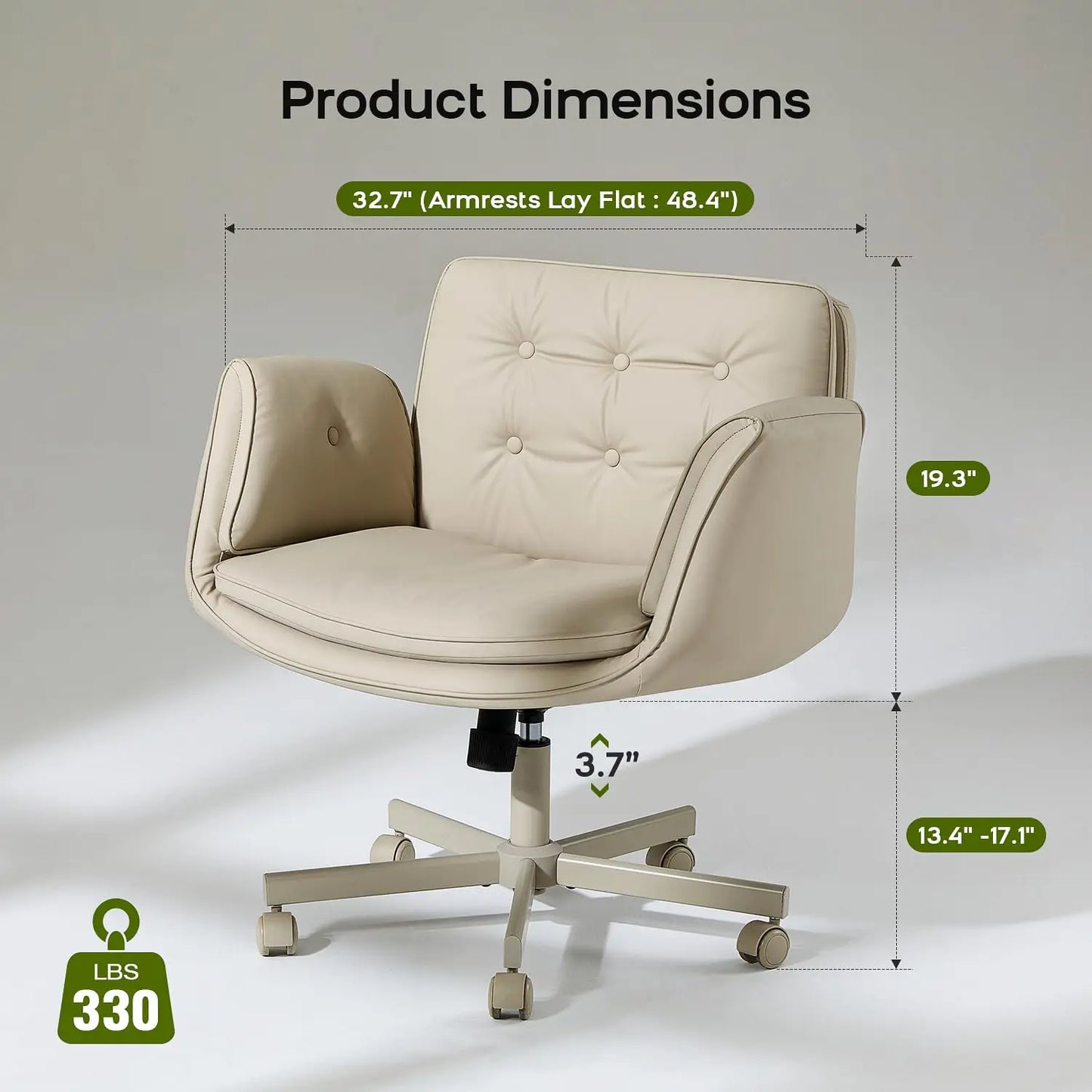 Criss Cross Chair With Armrests & Wheels, PU Leather Vanity Chair, Comfortable Adjustable Swivel Computer Office, Customized