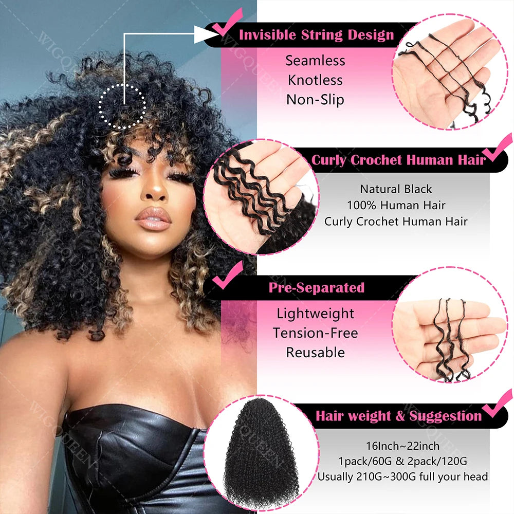 Wig Queen Human Hair Curly Crochet Bulk Extensions For Braiding
