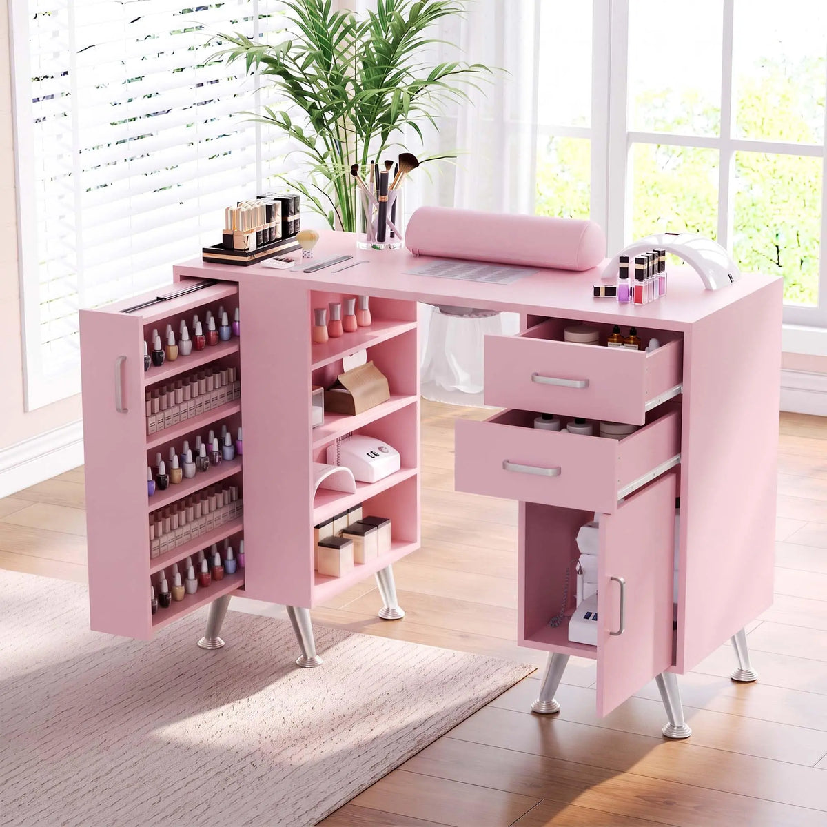 HiMISS Nail Technician Manicure Table With Dust Collector And Storage