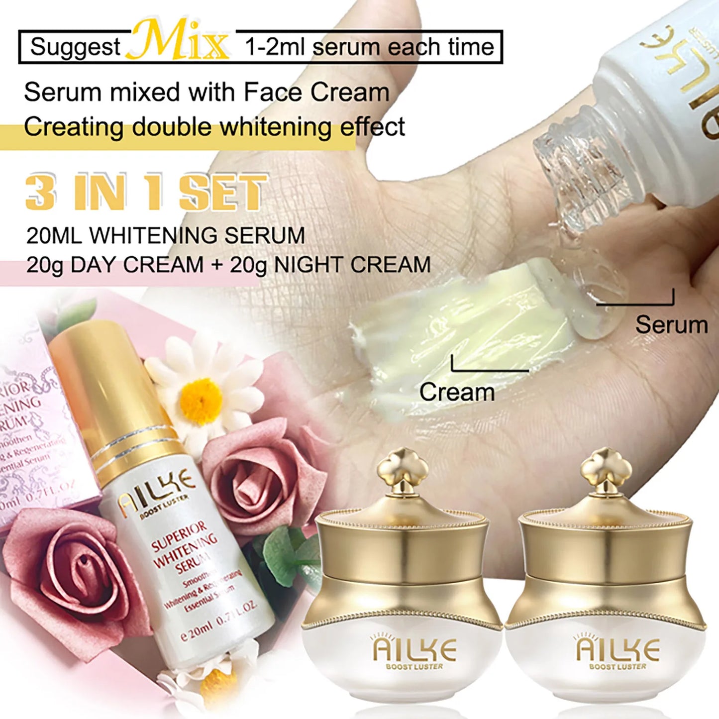 AILKE night women face cream collagen moisturizing whitening brightening anti aging wrinkles all skin sleeping facial care sets