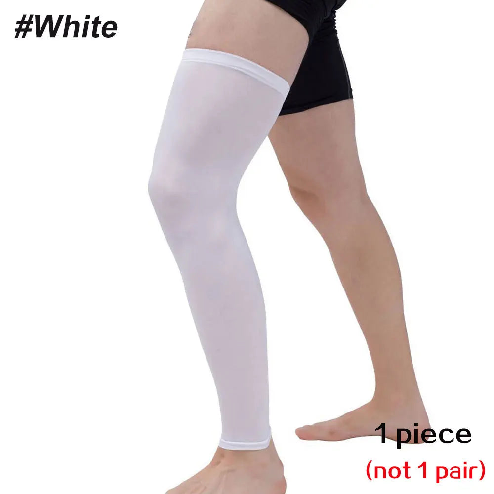 1PC Full Leg Compression Sleeve, Sport Long Knee Sleeve with Anti-slip Silicone Strips for Men Women Running Basketball Football