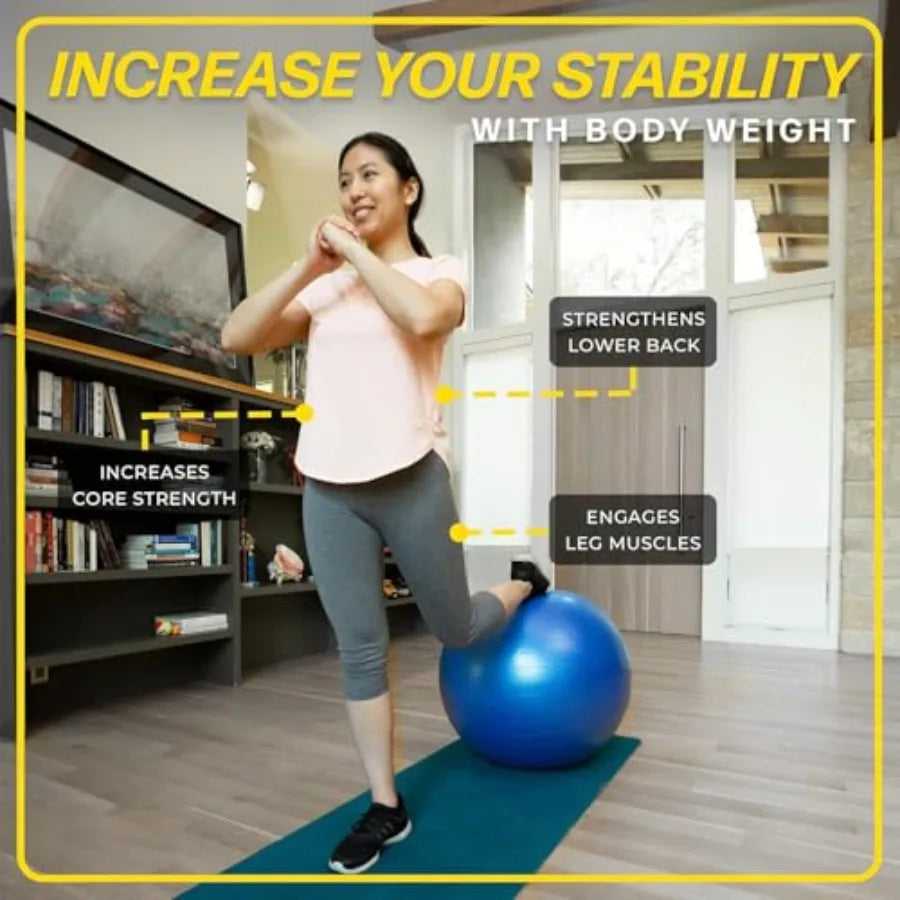 26 Inch Exercise Ball, Yoga Ball for Workout, Balance Stability, Fitness Ball for Office, Home, Gym, Balance Balls with Quick P