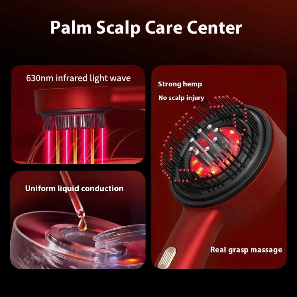 3 Modes Electric Vibration Massage Comb Red Light Therapy Hair Growth Scalp Brush Anti Hair Loss With Liquid Oil Applicator