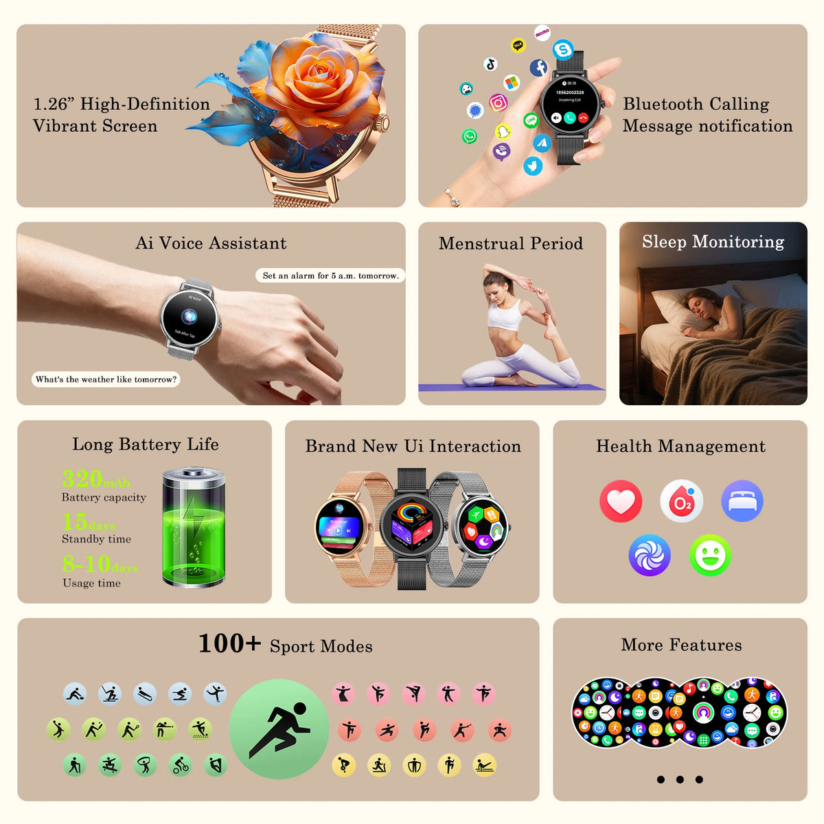 Blackview Women's Waterproof Smartwatch With HD Display And Fitness Tracking