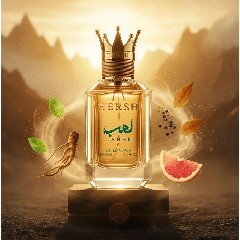 Hersh Lahab Perfume by Al Ezz Oud 3.4 Oz EDP Spray Harsh Lahab Long Lasting Cologne Luxury Gold Crown Pheromones Perfume 100 ML