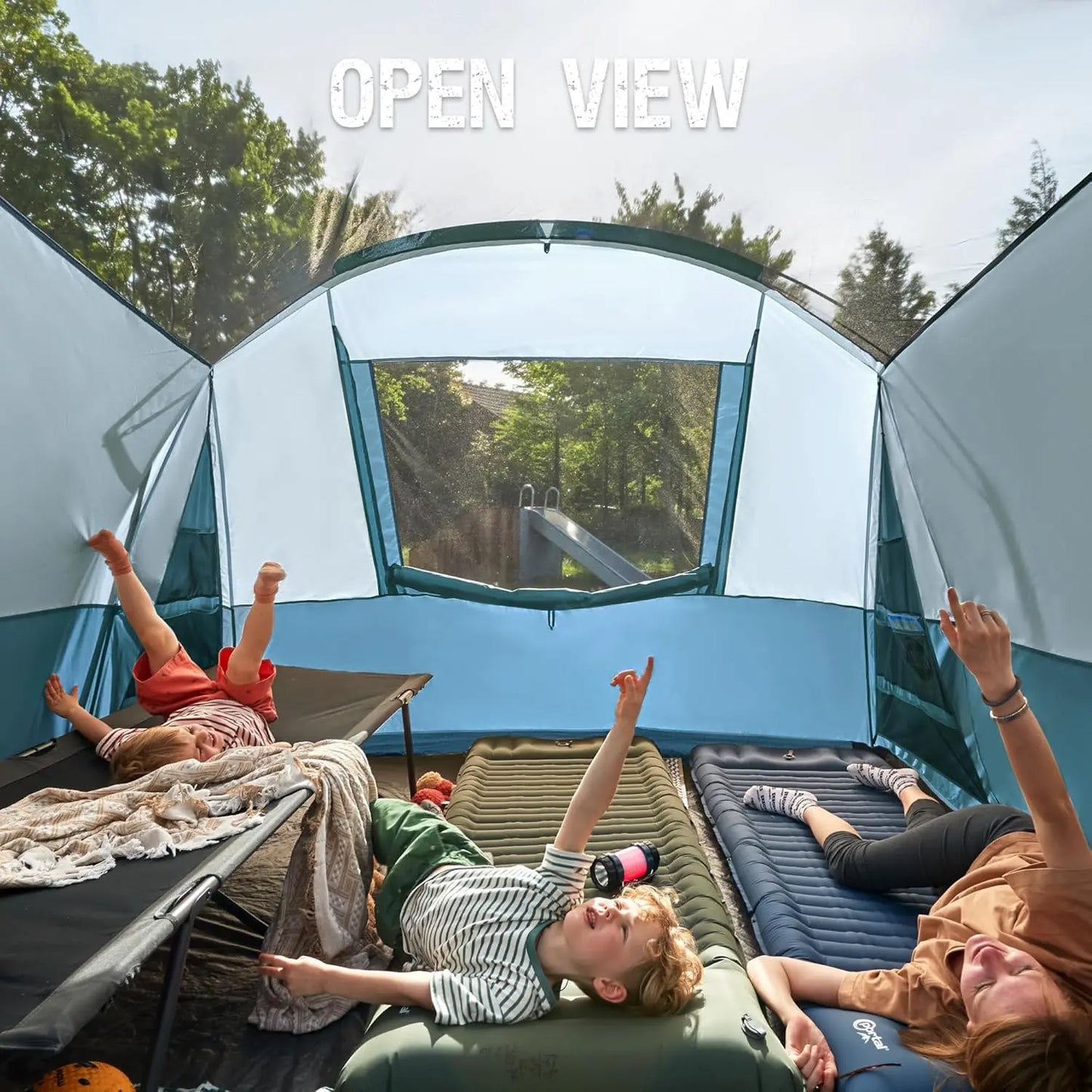 6/8/10 Person Family Camping Tent with Screen Room, Water Resistant Big Tunnel Tents with Rainfly, Large Family Tent for Camping