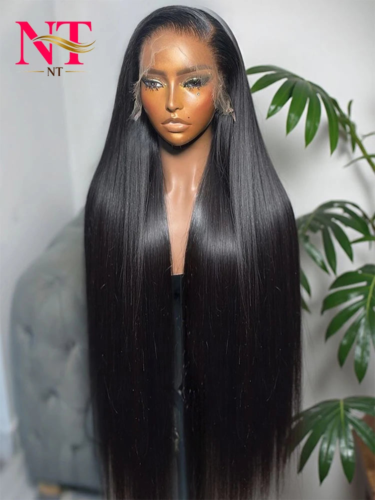 40 46 Inch Bone Straight Lace Frontal Wig 13x4hd Human Hair Wigs 13x6 Hd 200% Density Long Straight Transparent Lace Frontal Wig