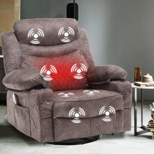 ZHUXIANG Electric Swivel Rocker Recliner With Massage and Heat