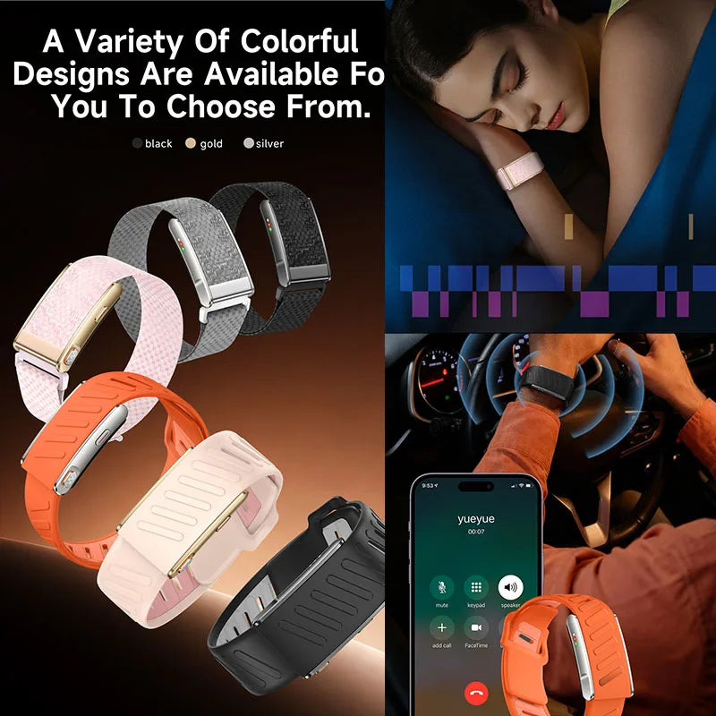 Screenless Smart Health Band with ECG Heart Rate Sleep SpO2 HRV Blood Pressure Sports Tracking App Reminders and 3ATM Waterproof