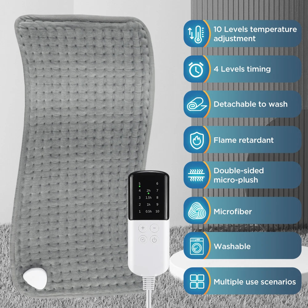 PASTSKY Electric Heated Massage Cushion With 10 Levels Temperature Adjustment