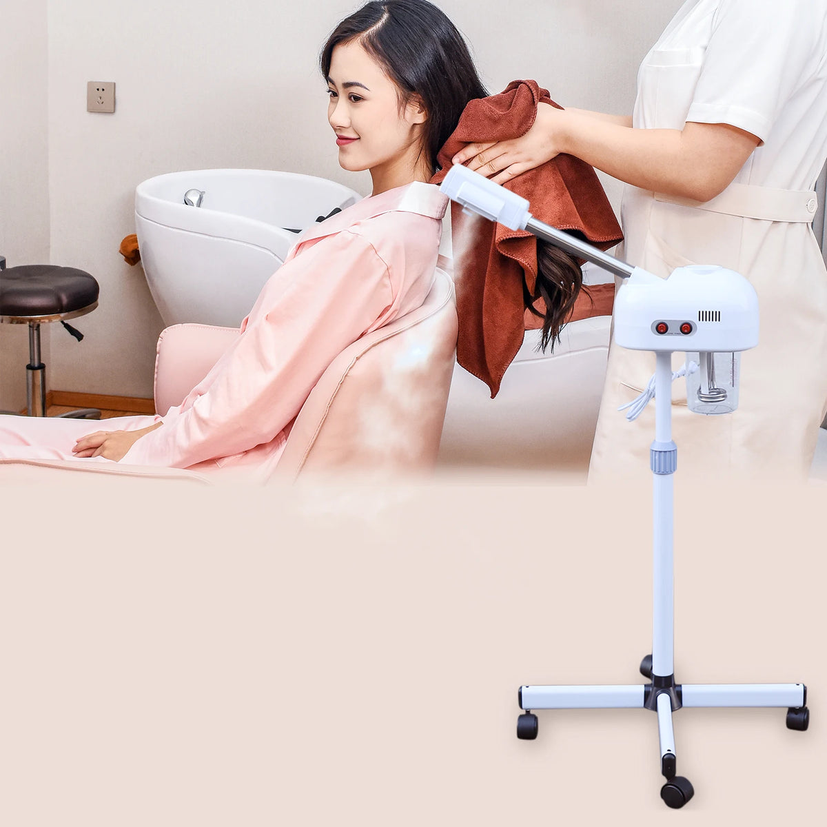 800W Professional Facial Steamer with Ozone & 360° Rotation, 0.2Gal Large Tank,Adjustable Height Facial Sauna for Deep Cleansing